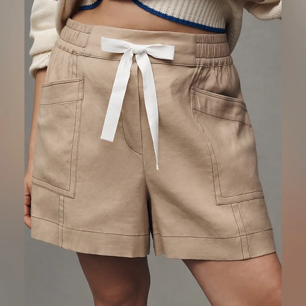 Anthropologie | Maeve La Ponche pull on tan shorts size XL